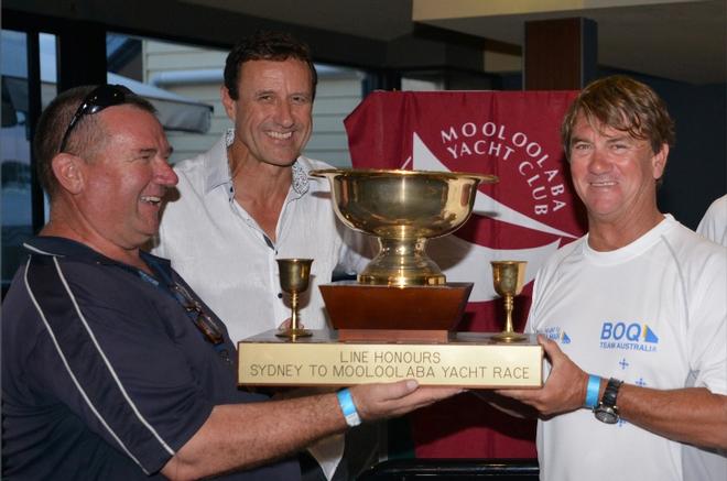 Sydney Mooloolaba Yacht Race 2014, MYC's Gary Schulz, MHYC's John McCuaig and line honours champion Sean Langman.  © Mike Kenyon http://kenyonsportsphotos.com.au/